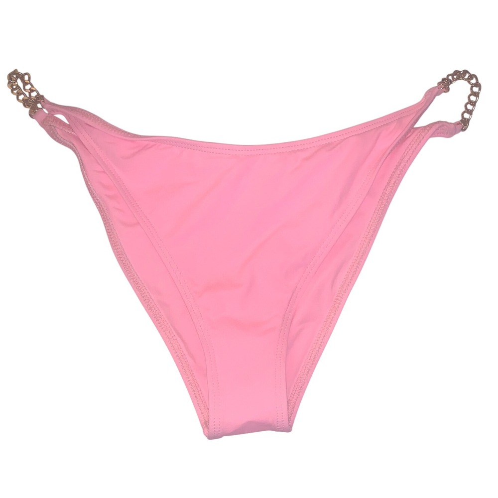 L*Space x Tessa Brooks Bikini Bottom Pink Gold Chain Bitsy Cut NWT L *FLAW*